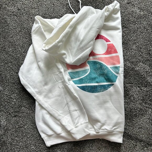 NWT Wave Hoodie by Loopty Loo Designs Size Large White Hooded Sweatshirt - Picture 5 of 5